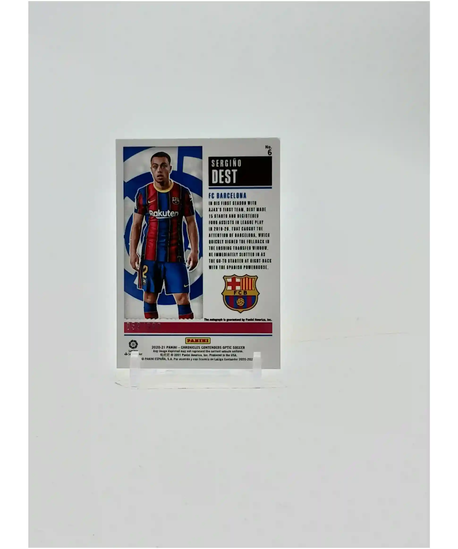 Sergiño Dest signierte 2020-21 Chronicles Ticket Rookie Card
