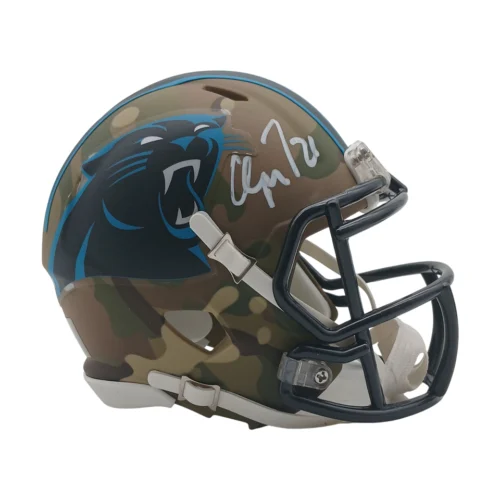 Christian McCaffrey signierter Carolina Panthers Camo Mini Helm